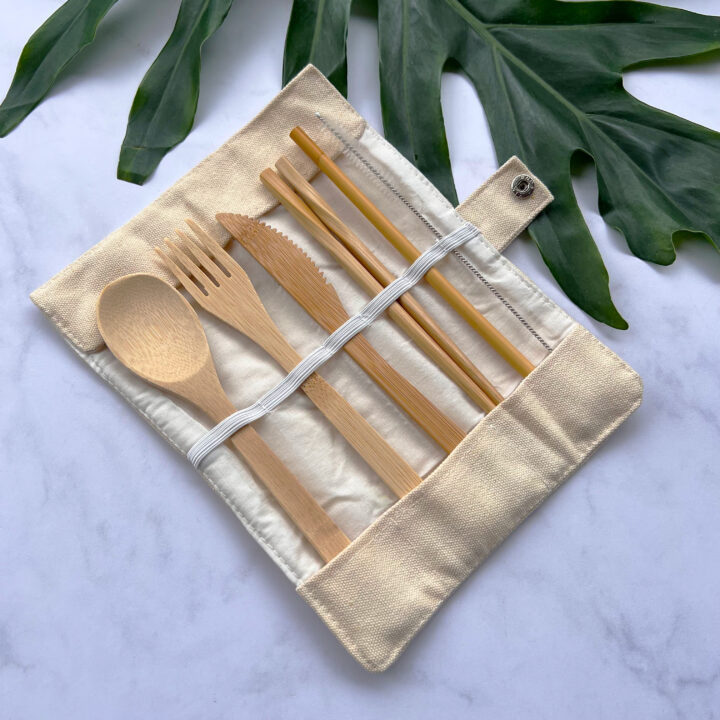 Kit de cubiertos y sorbetes reutilizables