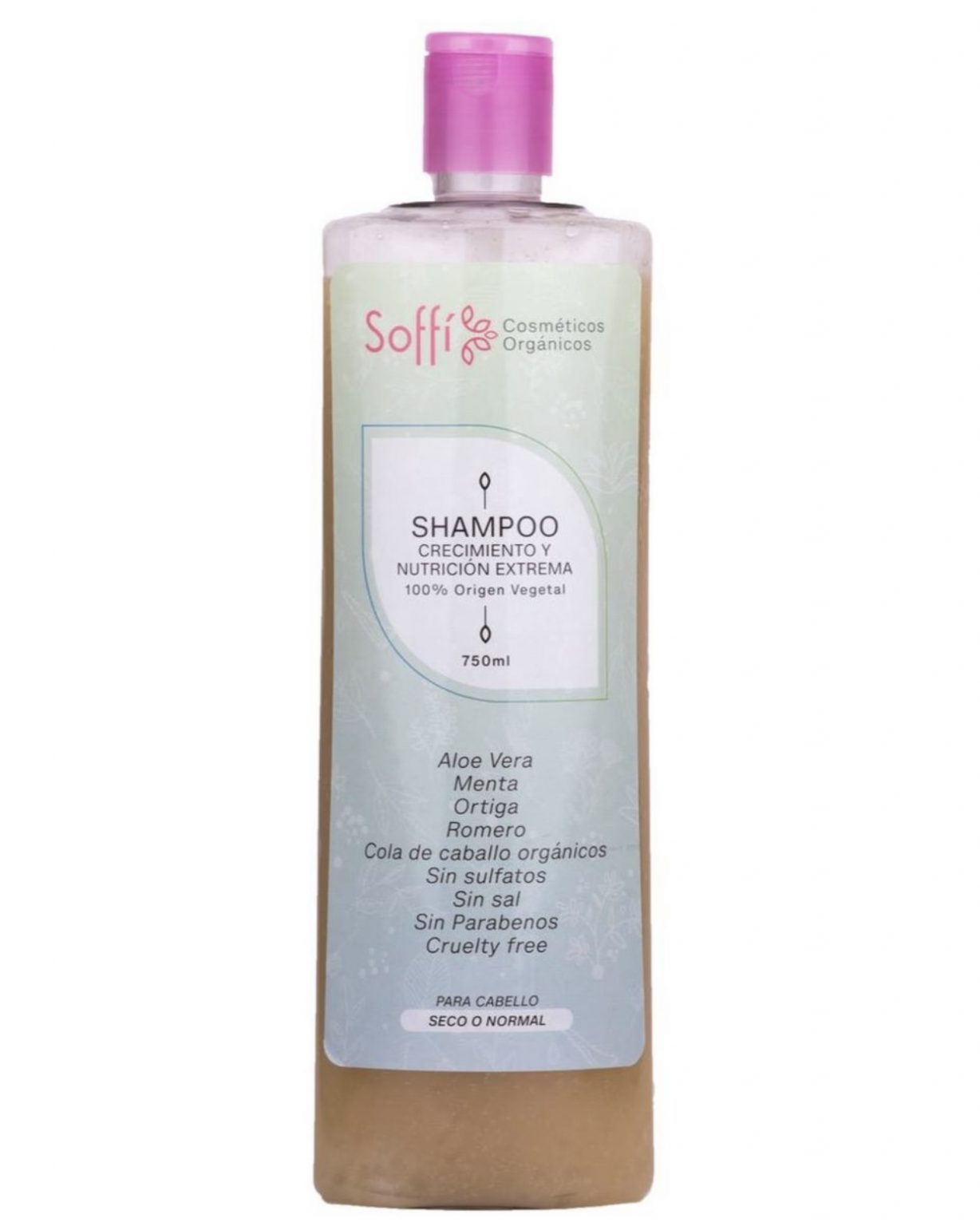 Shampoo nutritivo para cuero cabelludo seco o normal de Soffi Organic