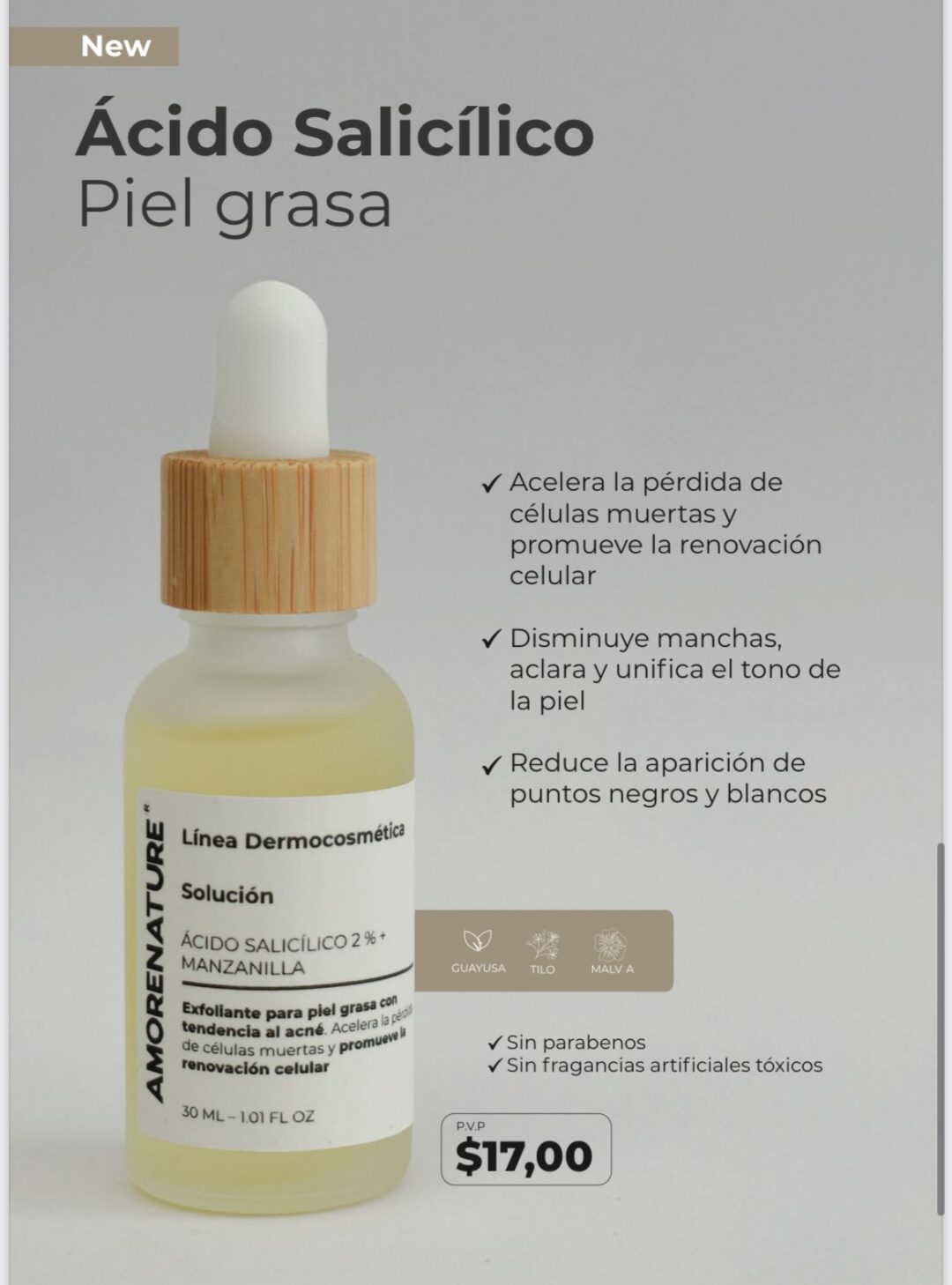 Ácido Salicílico 2% más manzanilla Amorenature