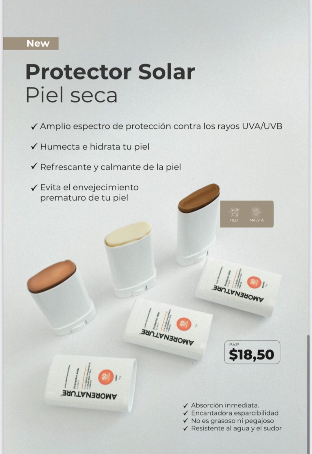 Protector solar en barra para piel Amorenature